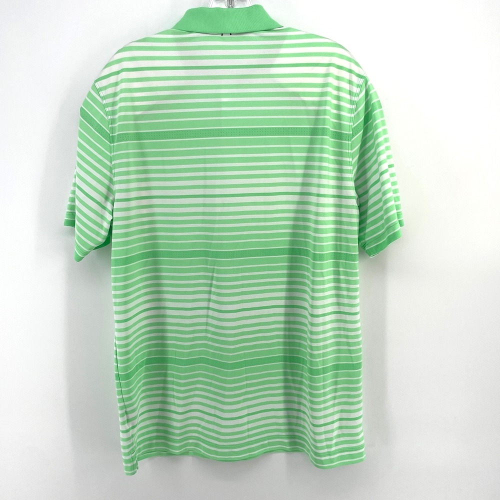 Nike Golf US Open Polo Mens Large Green White Striped Performance Polo Shirt - Picture 4 of 9